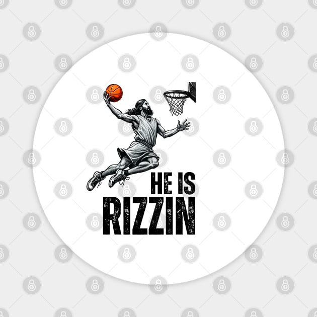 Funny Jesus Playing Basketball He is Rizzin' Magnet by starryskin